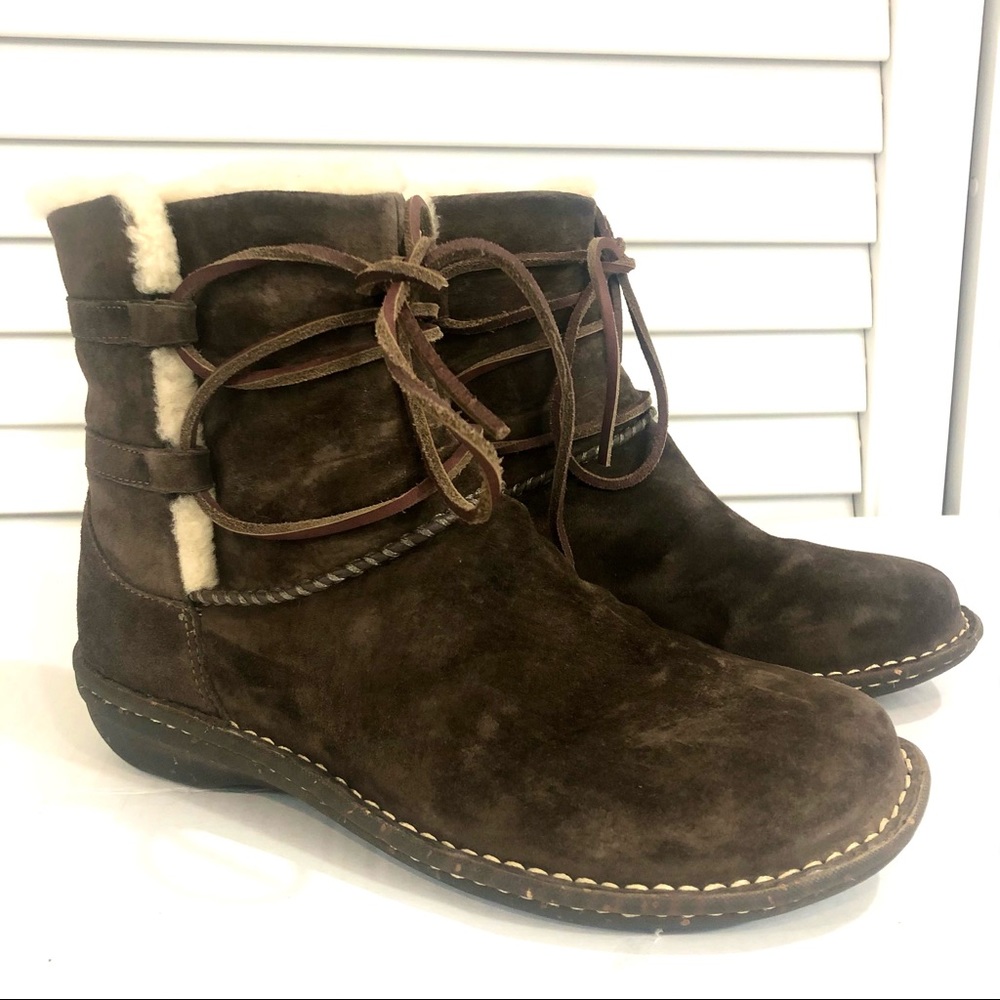 UGG Caspia Brown Suede Leather Lace Up Boots